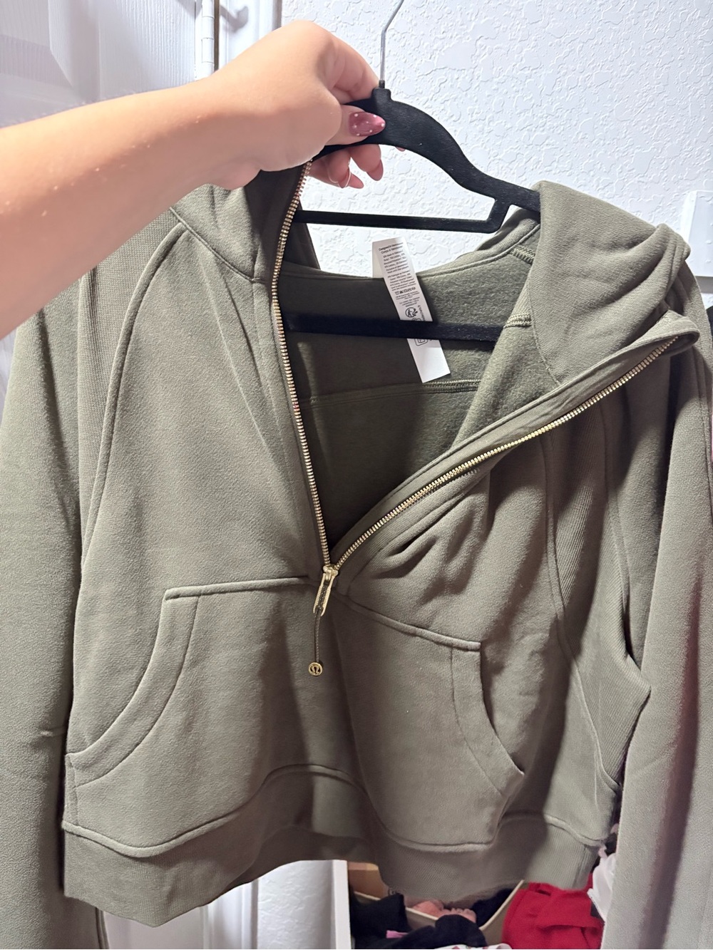Lululemon scuba Olive green with gold hardware